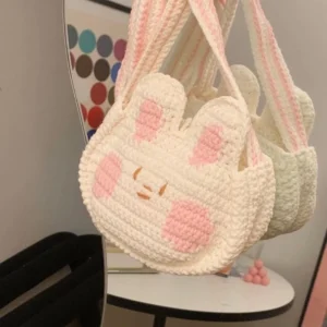 Túi tole xách vai con thỏ bằng len