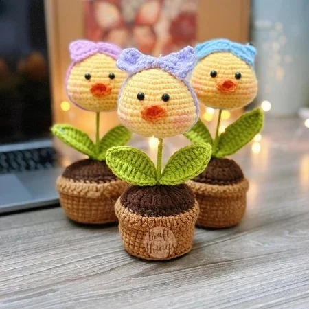 Chậu hoa len trang trí để bàn nhiều mẫu dễ thương 3 Chậu hoa len trang trí để bàn nhiều mẫu dễ thương - Ảnh 3