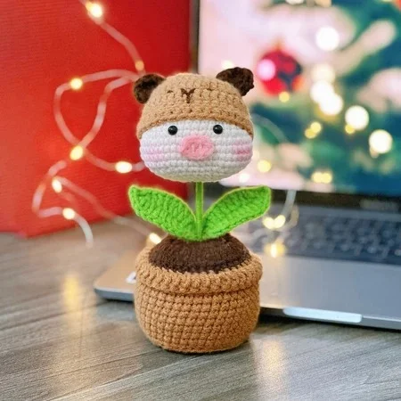 Chậu hoa len trang trí để bàn nhiều mẫu dễ thương 2 Chậu hoa len trang trí để bàn nhiều mẫu dễ thương - Ảnh 2